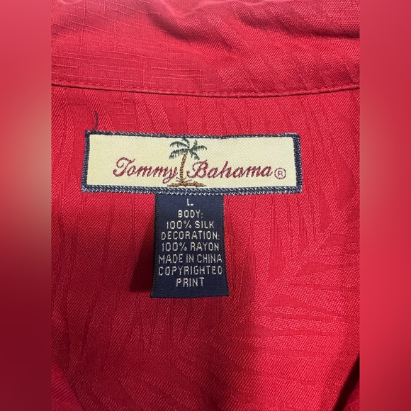 Tommy Bahama Mens Large 100% Silk Hi-Note Cafe Embroidered Camp Shirt Hawaiian - Picture 5 of 8